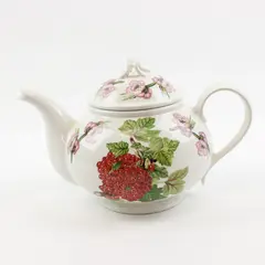 Portmeirion Pomona Susan Williams-Ellis Red Currant Floral Ceramic Teapot w/Lid