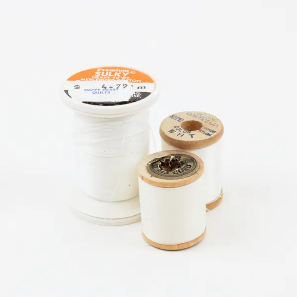 Lot of 6 Mixed White Thread Spools Sulky Coats & Clark Belding Corticelli Star