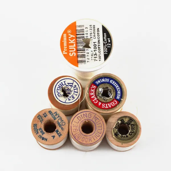 Lot of 6 Mixed White Thread Spools Sulky Coats & Clark Belding Corticelli Star