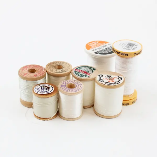 Lot of 8 Assorted White Thread Spools Gutermann Sulky Coats & Clark J&P Coats