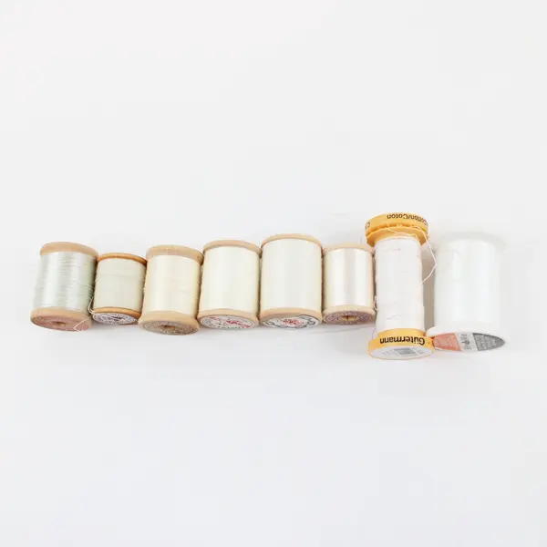 Lot of 8 Assorted White Thread Spools Gutermann Sulky Coats & Clark J&P Coats