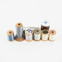 Lot of 8 Assorted Sewing Thread Spools Coats & Clark J.P. Coats DMC