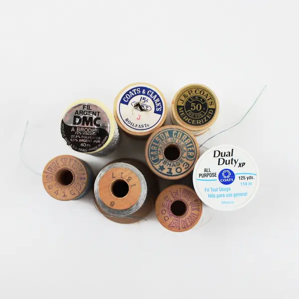 Lot of 8 Assorted Sewing Thread Spools Coats & Clark J.P. Coats DMC