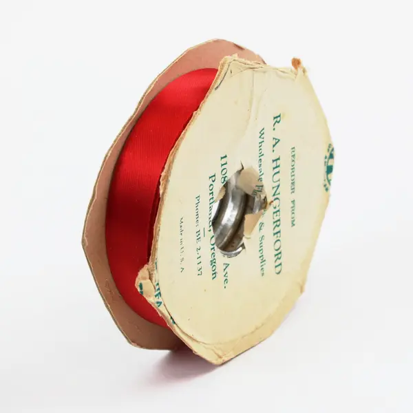 Lot of 3 Sewing Craft Accessories Red Ribbon Gold Ribbon Kreinik Silver Thread