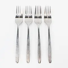 Lot Of 4 Ekco Silver Corsair Pattern SS Salad Forks 7.25" Rare HTF Pattern