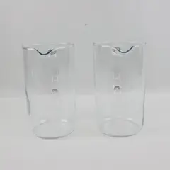Set of 2 Clear Glass Cylinder Pitchers with Handles