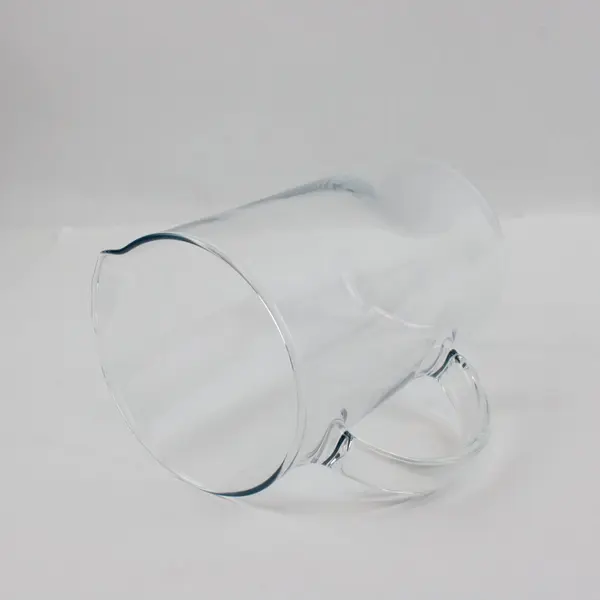 Set of 2 Clear Glass Cylinder Pitchers with Handles