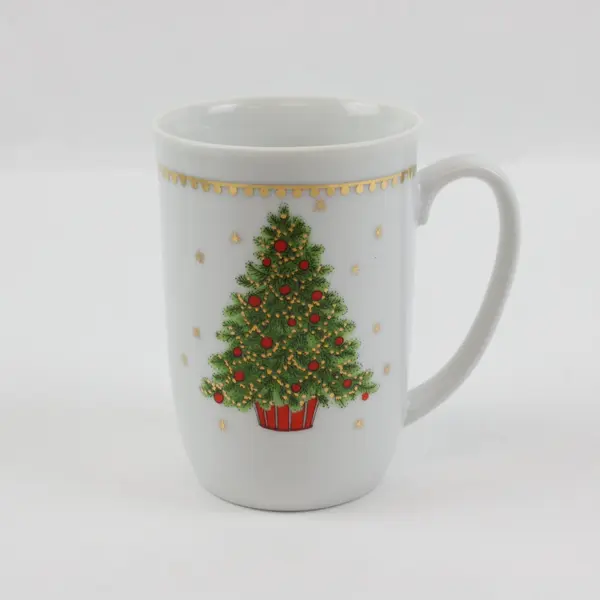 Vintage George Good Japan White Porcelain Christmas Tree Cups Set of 4