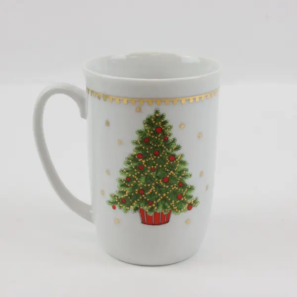 Vintage George Good Japan White Porcelain Christmas Tree Cups Set of 4