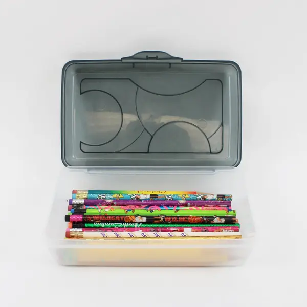 Sterilite 1723 Pencil Box Black-Tinted Lid 20 Assorted Pencils