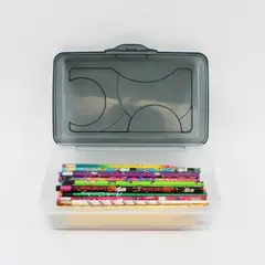 Sterilite 1723 Pencil Box Black-Tinted Lid 20 Assorted Pencils