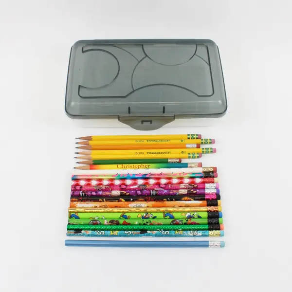 Sterilite 1723 Pencil Box Black-Tinted Lid 20 Assorted Pencils