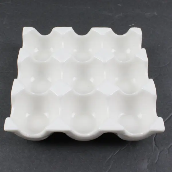 White Ceramic 9-Egg Holder Tray Kitchen Countertop Storage
