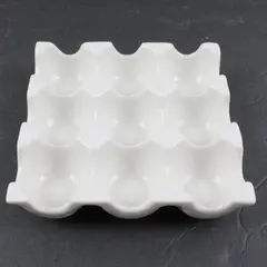 White Ceramic 9-Egg Holder Tray Kitchen Countertop Storage