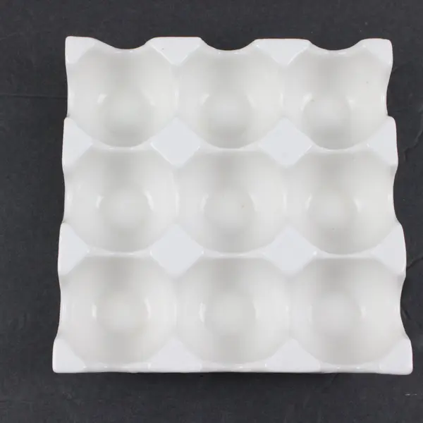 White Ceramic 9-Egg Holder Tray Kitchen Countertop Storage
