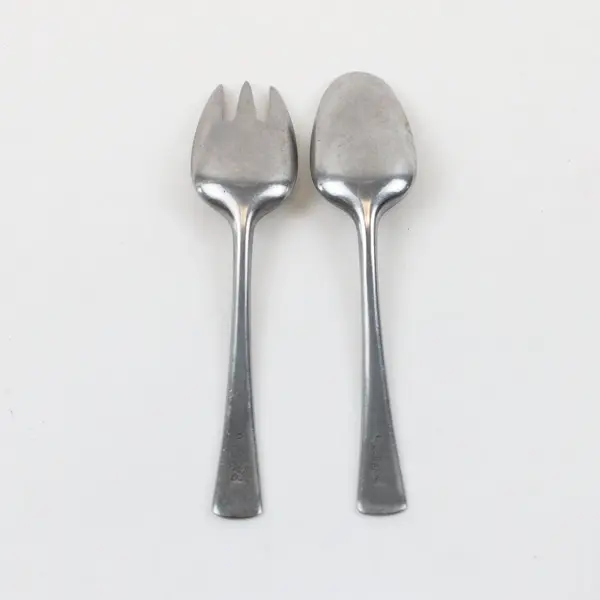 Dansk 2-Piece Baby Set Stainless Fork & Spoon DAS53 Pattern 5" Long Good 