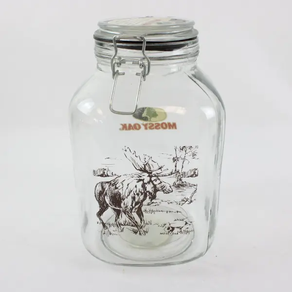 Mossy Oak Moose Clear Glass Storage Clamp Jar 101 oz MPN 5157945