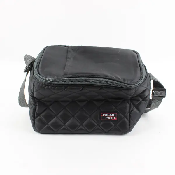 Polar Pack Black Quilted Diamond Insulated Lunch Bag