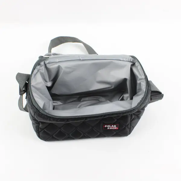 Polar Pack Black Quilted Diamond Insulated Lunch Bag
