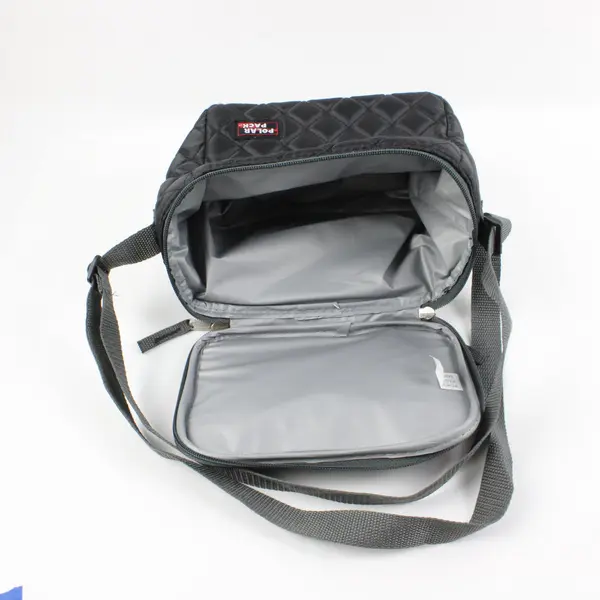 Polar Pack Black Quilted Diamond Insulated Lunch Bag