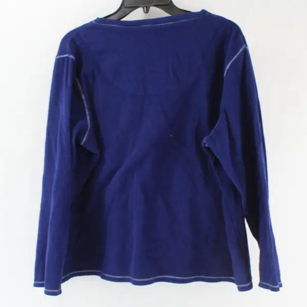 Jaclyn Intimates Women's 2X Navy Fleece Pajama Top Long Sleeve