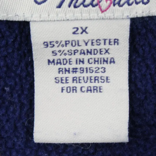Jaclyn Intimates Women's 2X Navy Fleece Pajama Top Long Sleeve