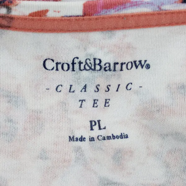 Croft & Barrow Women's Petite Large Pink Blue Floral Long Sleeve T-Shirt