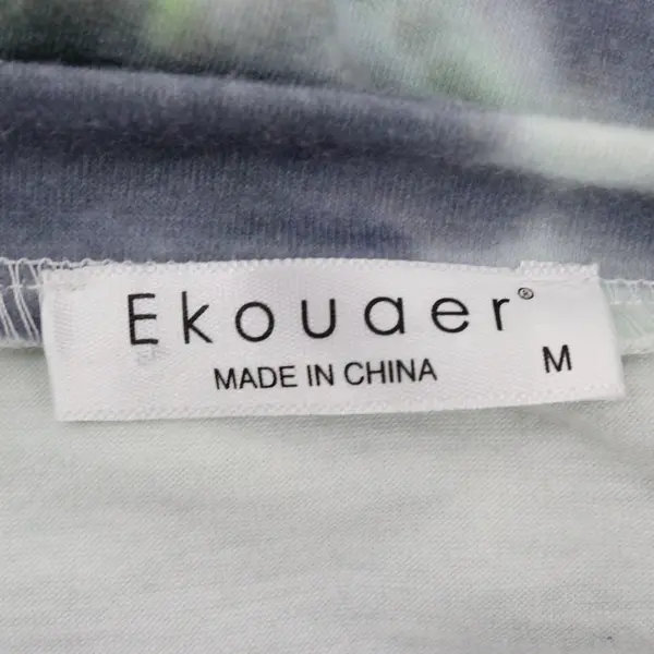 Ekouaer Women's Medium Neon Green Gray Tie Dye Henley Top