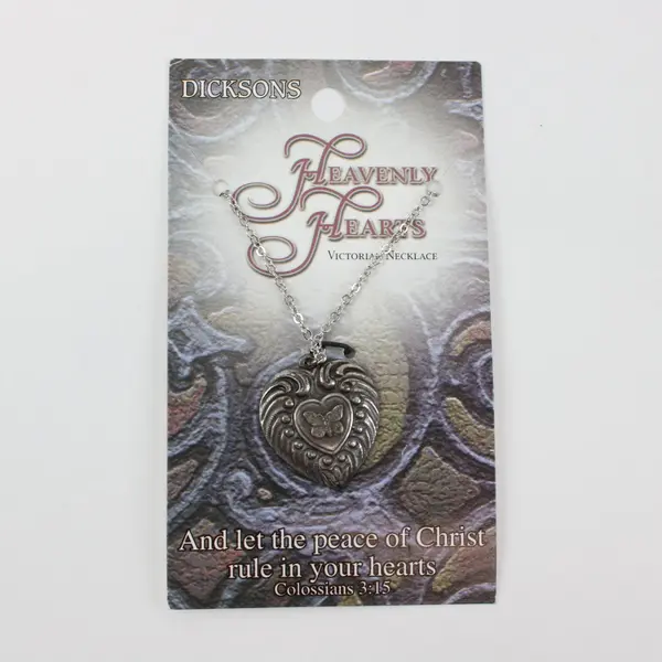 Dickson's Heavenly Hearts Victorian Style Silver-Tone Heart Pendant Necklace