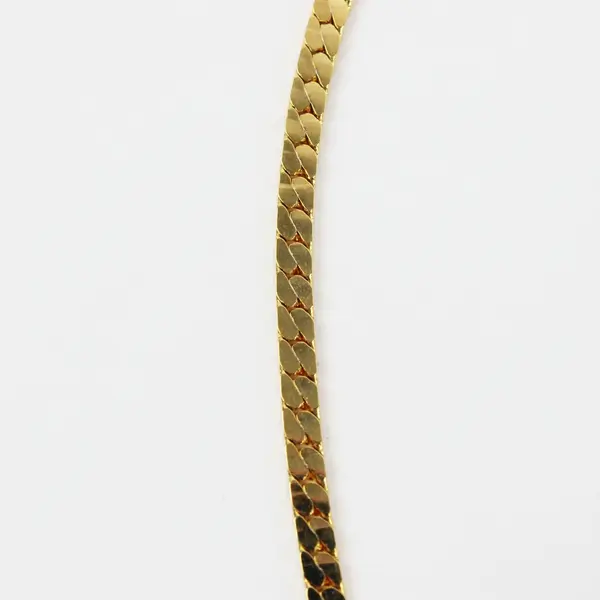 Gold Tone Herringbone Chain Necklace 8in Red Rectangular Pendant