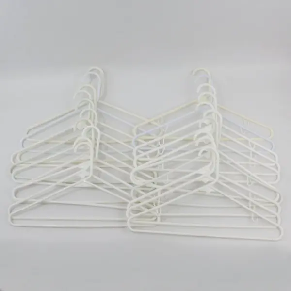 Lot of 20 White Plastic Coat Hangers Standard Size for Shirts & Pants