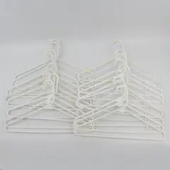 Lot of 20 White Plastic Coat Hangers Standard Size for Shirts & Pants