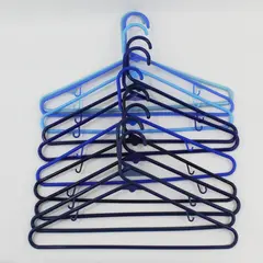 Lot of 10 Blue Plastic Tubular Clothes Hangers for Home Organization