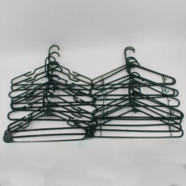 Lot of 20 Green Coated Wire Hangers Standard Size for Shirts Pants