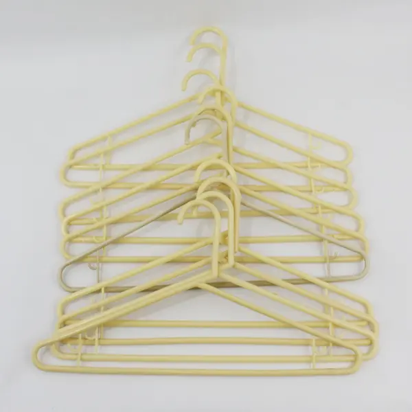 Lot of 10 Cream Plastic Tubular Clothes Hangers for Home Organization