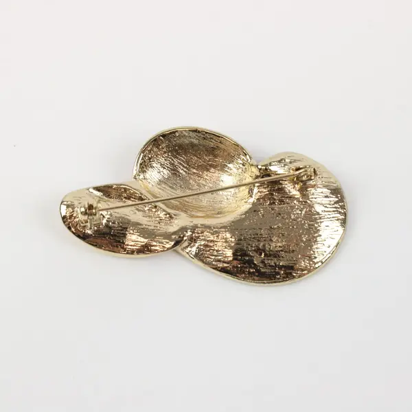 Vintage Red Enamel Gold Tone Hat Brooch Pin
