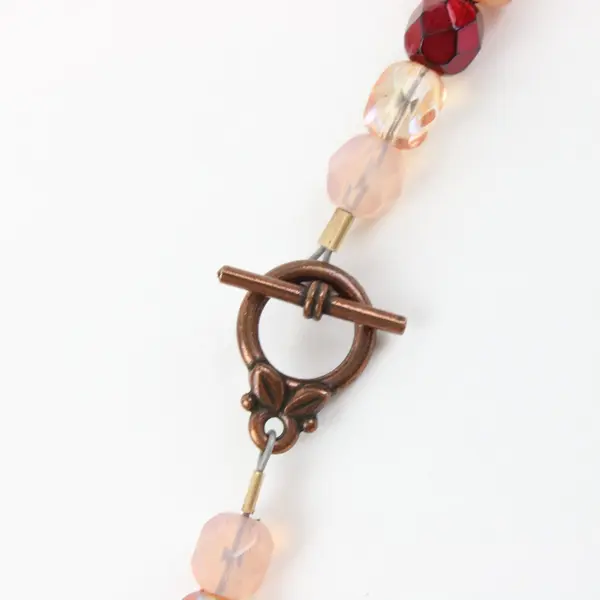 Beaded Statement Necklace with Coin Pendant Earth Tone Colors