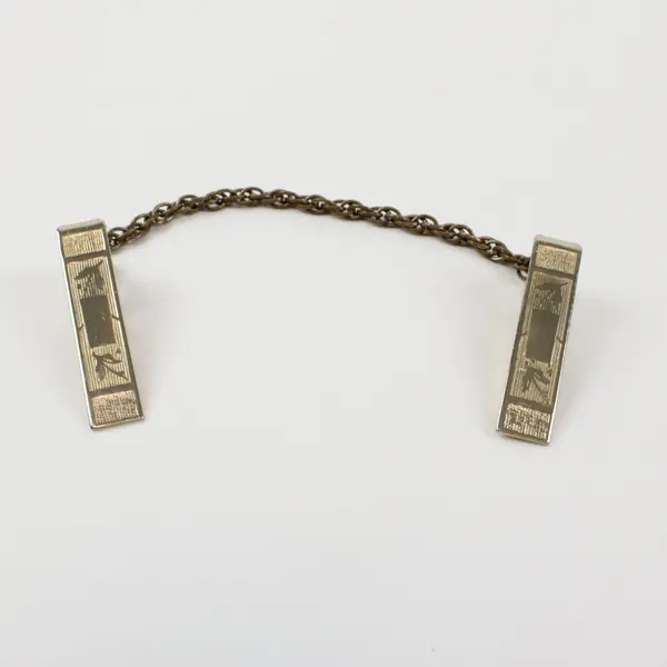 Vintage Gold Tone Leaf Design Tie Chain Clip Men's Jewelry