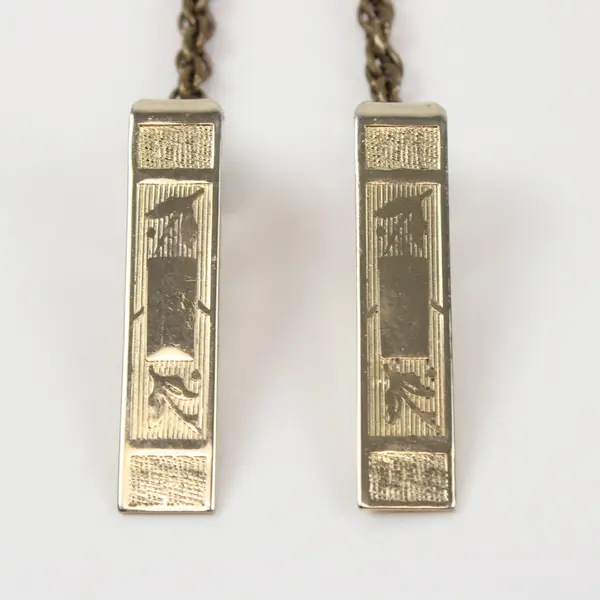 Vintage Gold Tone Leaf Design Tie Chain Clip Men's Jewelry
