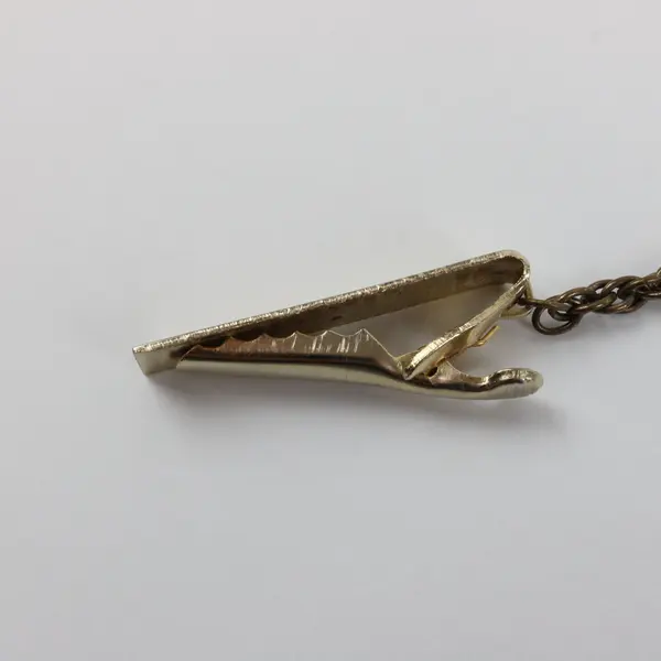 Vintage Gold Tone Leaf Design Tie Chain Clip Men's Jewelry