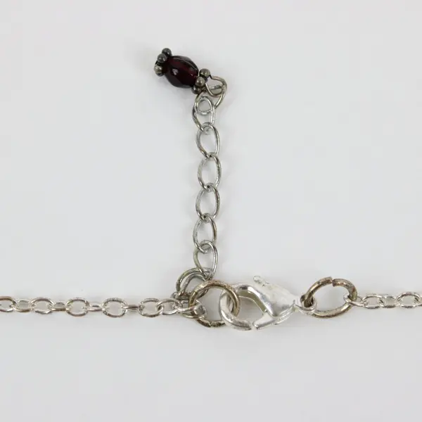 Silver Tone Chain Necklace Teardrop Yellow Brown Stone Pendant Costume