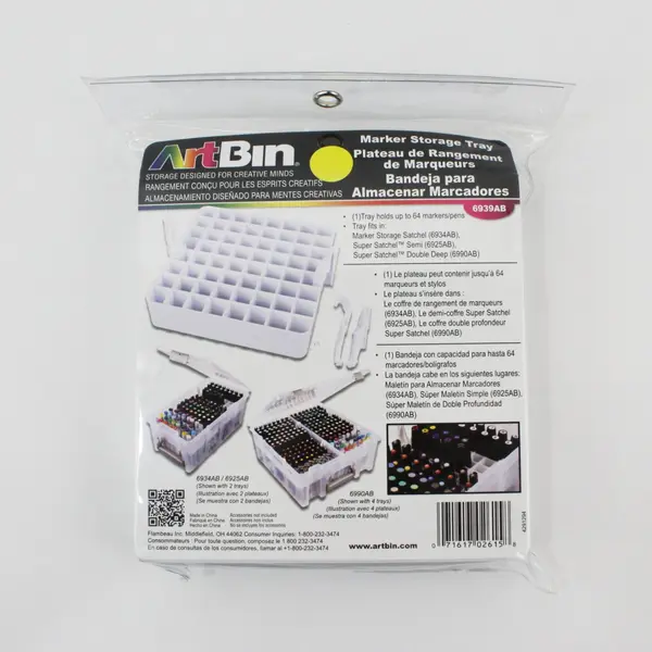 ArtBin Marker White Storage Tray 6939AB Organizer Bin Holds 64 Markers/Pens, New