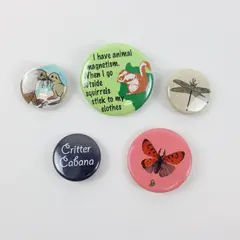 Lot of 5 Pinback Buttons Assorted Designs Collectible Pins