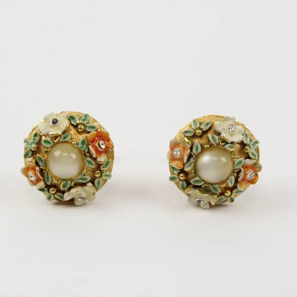 BSK My Fair Lady Floral Cuff Links Pair Mid-Century Vintage