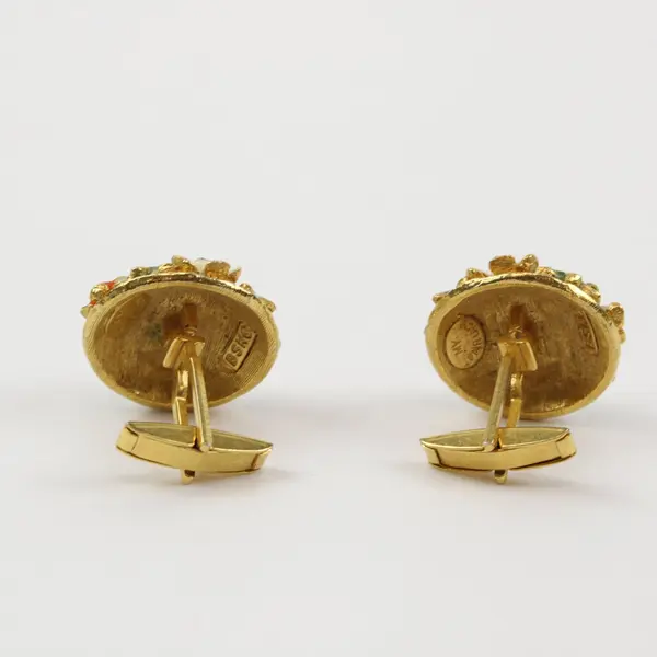 BSK My Fair Lady Floral Cuff Links Pair Mid-Century Vintage
