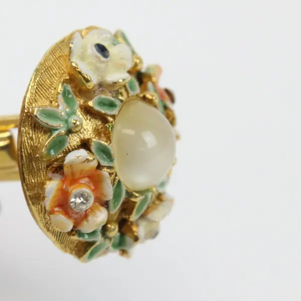 BSK My Fair Lady Floral Cuff Links Pair Mid-Century Vintage