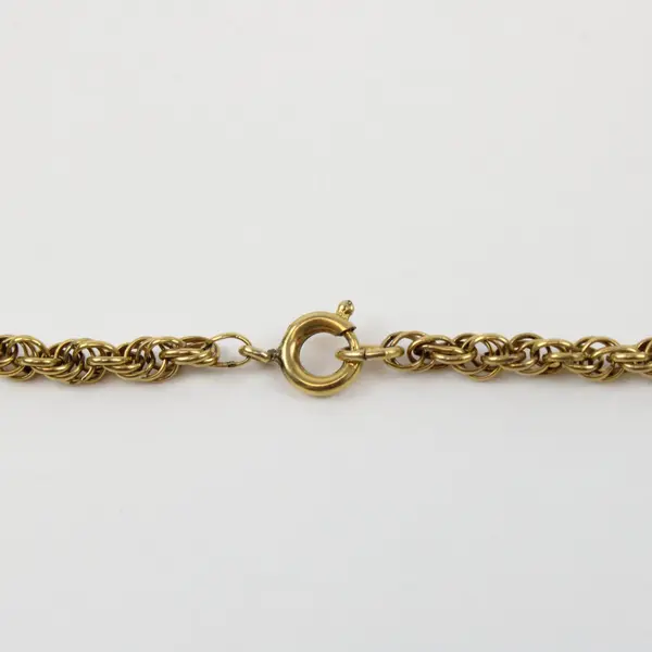 BERCO Vintage Mechanical Pendant Watch Gold Tone Clear Stone Bezel Rope Chain