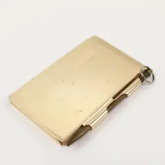 Vintage Gold Tone Textured Metal Pocket Notebook with Matching Pen