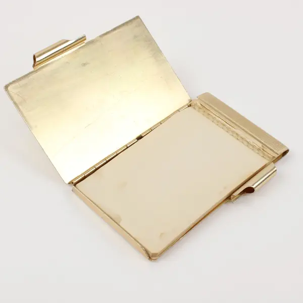 Vintage Gold Tone Textured Metal Pocket Notebook with Matching Pen