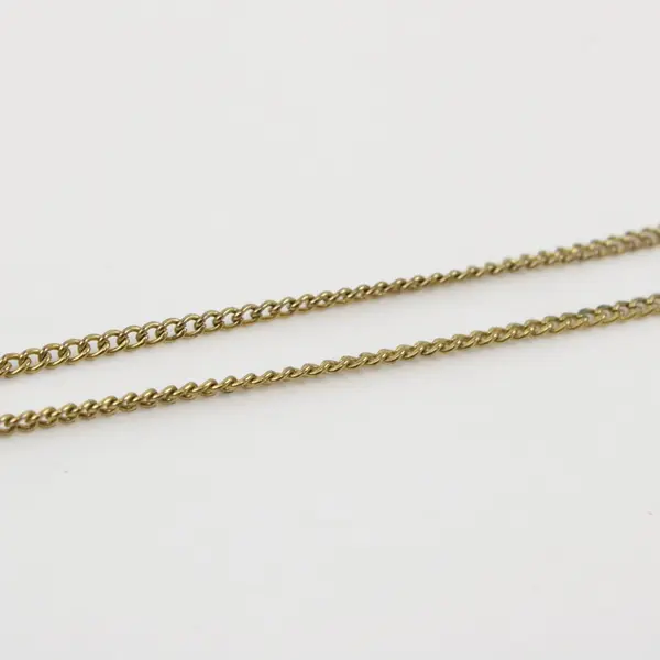 Gold Tone Chain Necklace Semi-Translucent Teardrop Gemstone Pendant 10in